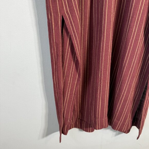 Free People Audrey Stripe Midi Dress Women's Small Red Button Up Collared Boho - Picture 10 of 15